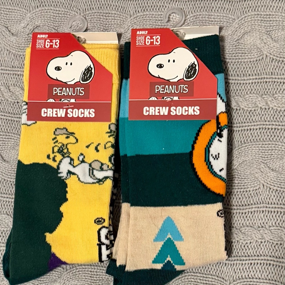 Snoopy Peanuts Hiking Sock Bundle - 2 Pair - NEW